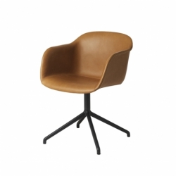 FIBER ARMCHAIR central leg leather shell - Dining Armchair - Designer Furniture -  Silvera Uk