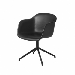 FIBER ARMCHAIR central leg leather shell - Dining Armchair - Designer Furniture -  Silvera Uk