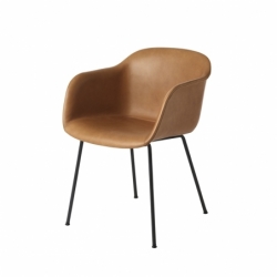 FIBER ARMCHAIR 4 feet acier leather shell - Dining Armchair - Designer Furniture -  Silvera Uk