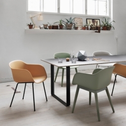 FIBER ARMCHAIR 4 feet acier leather shell - Dining Armchair - Designer Furniture - Silvera Uk