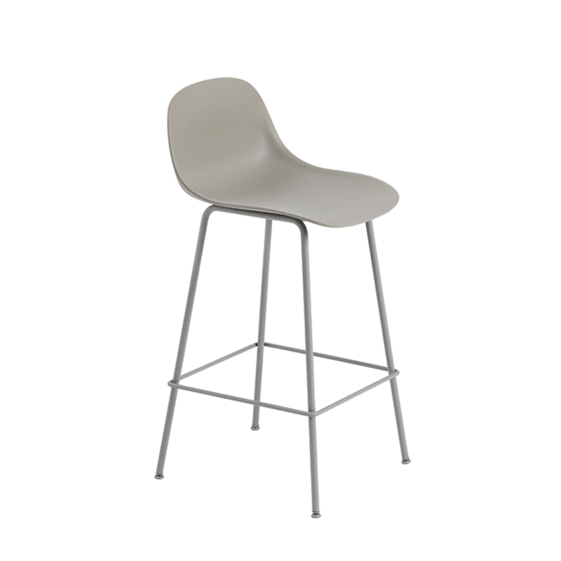 FIBER BAR STOOL with backrest Steel legs H65 - Bar Stool - Designer Furniture - Silvera Uk