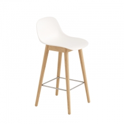 FIBER BAR STOOL with backrest wooden legs H65 - Bar Stool - Designer Furniture -  Silvera Uk