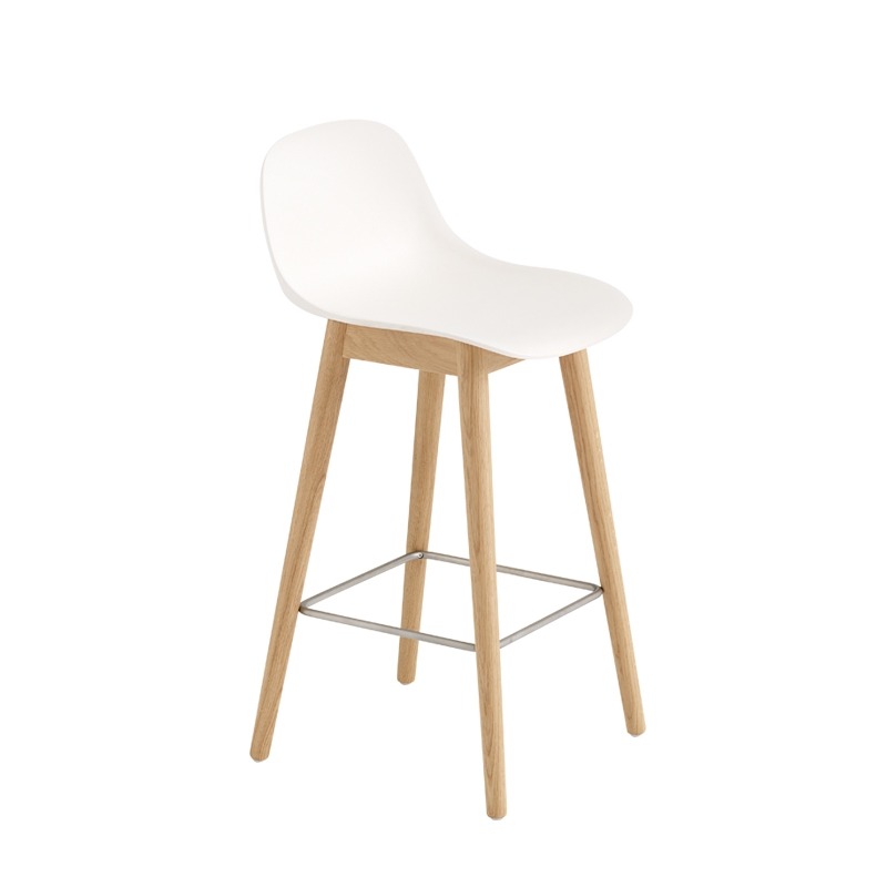FIBER BAR STOOL with backrest wooden legs H65 - Bar Stool - Designer Furniture - Silvera Uk