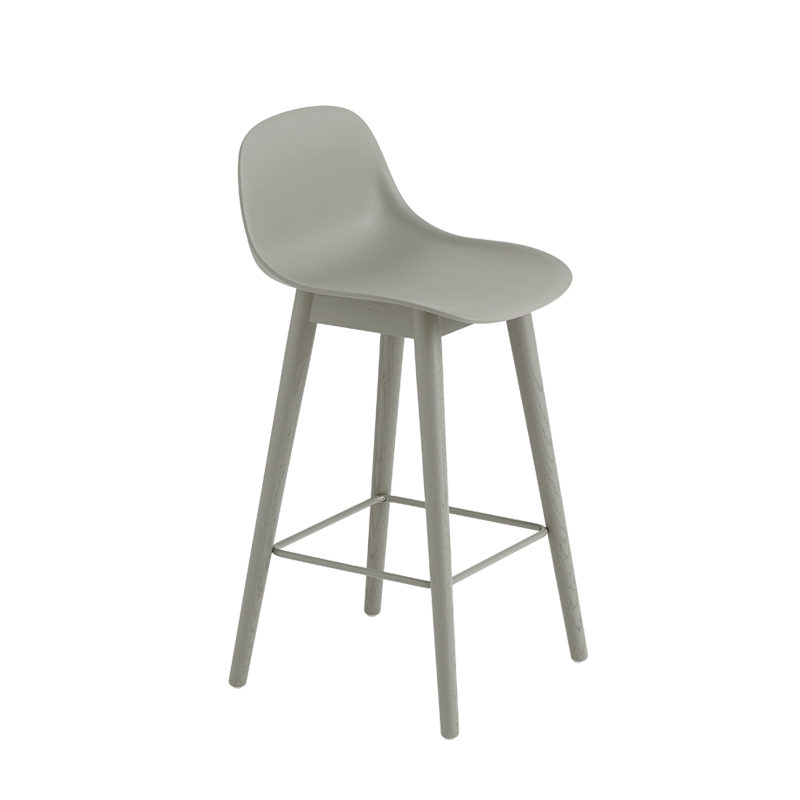 FIBER BAR STOOL with backrest wooden legs H65 - Bar Stool - Designer Furniture - Silvera Uk