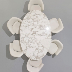 SAARINEN Oval marble Arabescato - Dining Table - Designer Furniture - Silvera Uk