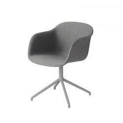 FIBER ARMCHAIR central leg fabric shell - Dining Armchair - Designer Furniture -  Silvera Uk
