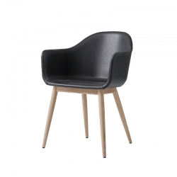 HARBOUR Leather shell/ wooden legs - Dining Armchair -  -  Silvera Uk