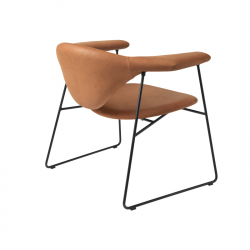MASCULO LOUNGE Sled base leather - Easy chair - Designer Furniture - Silvera Uk