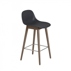 FIBER BAR STOOL with backrest wooden legs H65 - Bar Stool - Designer Furniture -  Silvera Uk